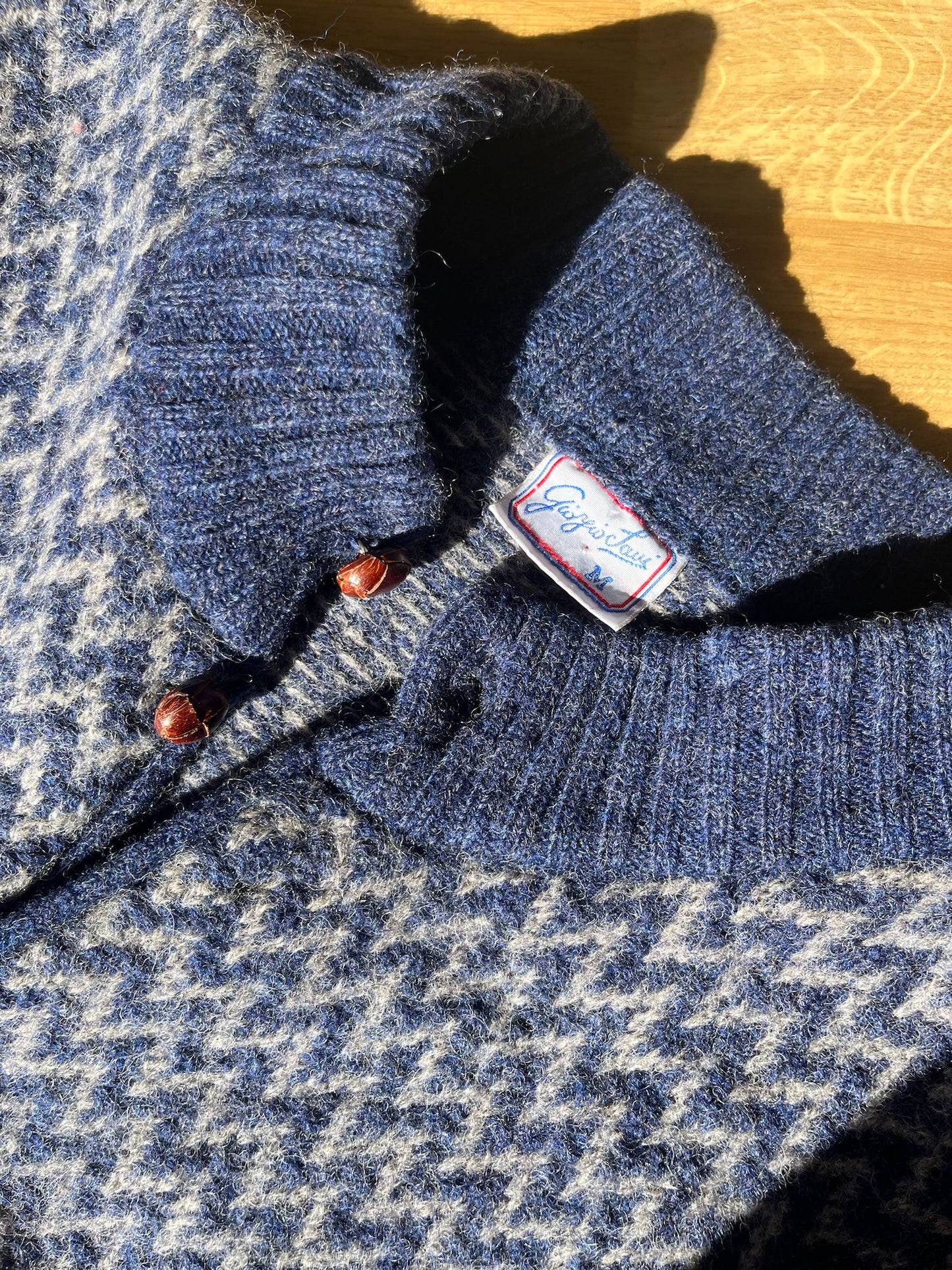 Navy Vintage cardigan with leather buttons (Copy)
