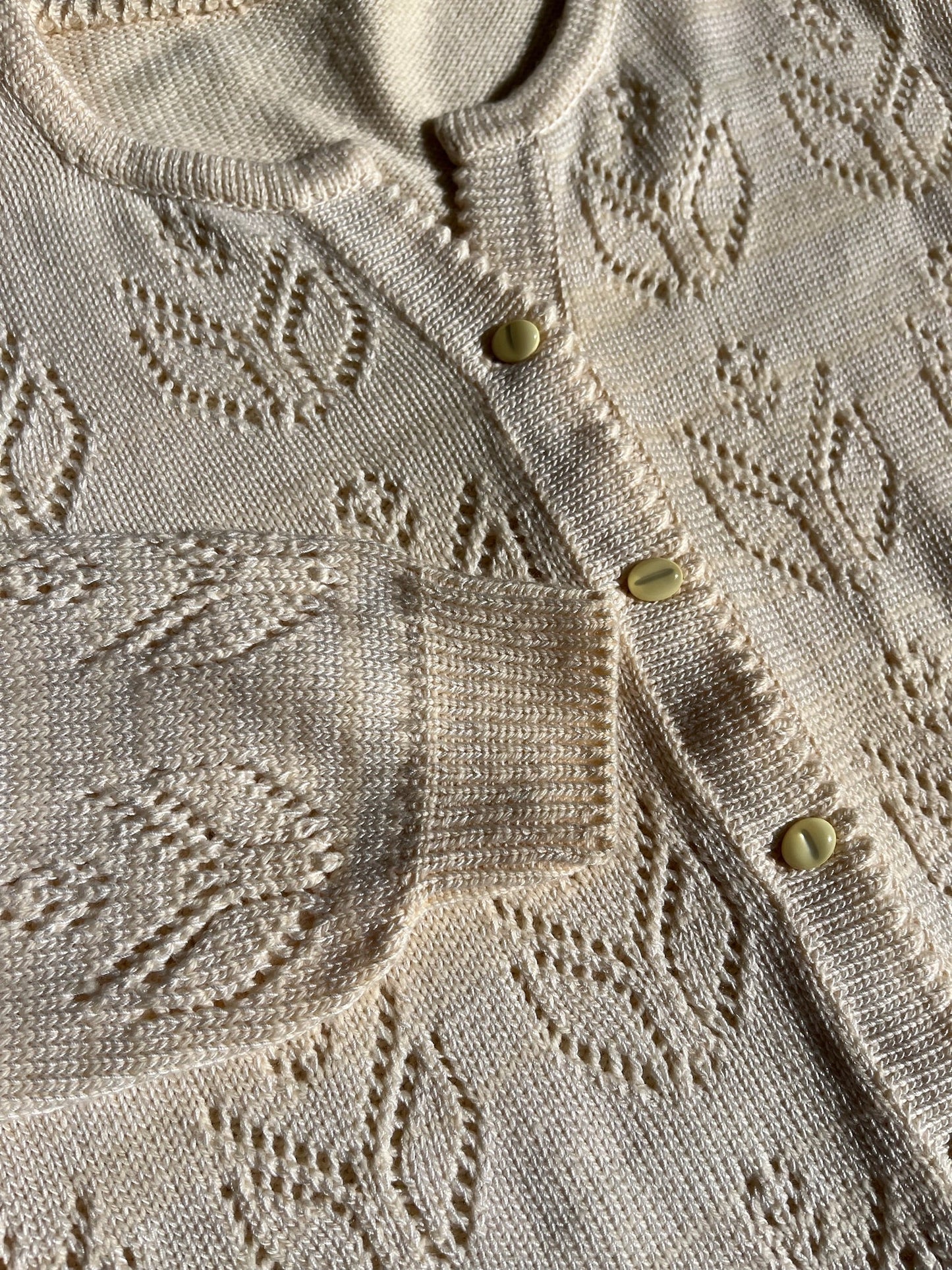 Cream crochet style cardigan Vintage knitwear