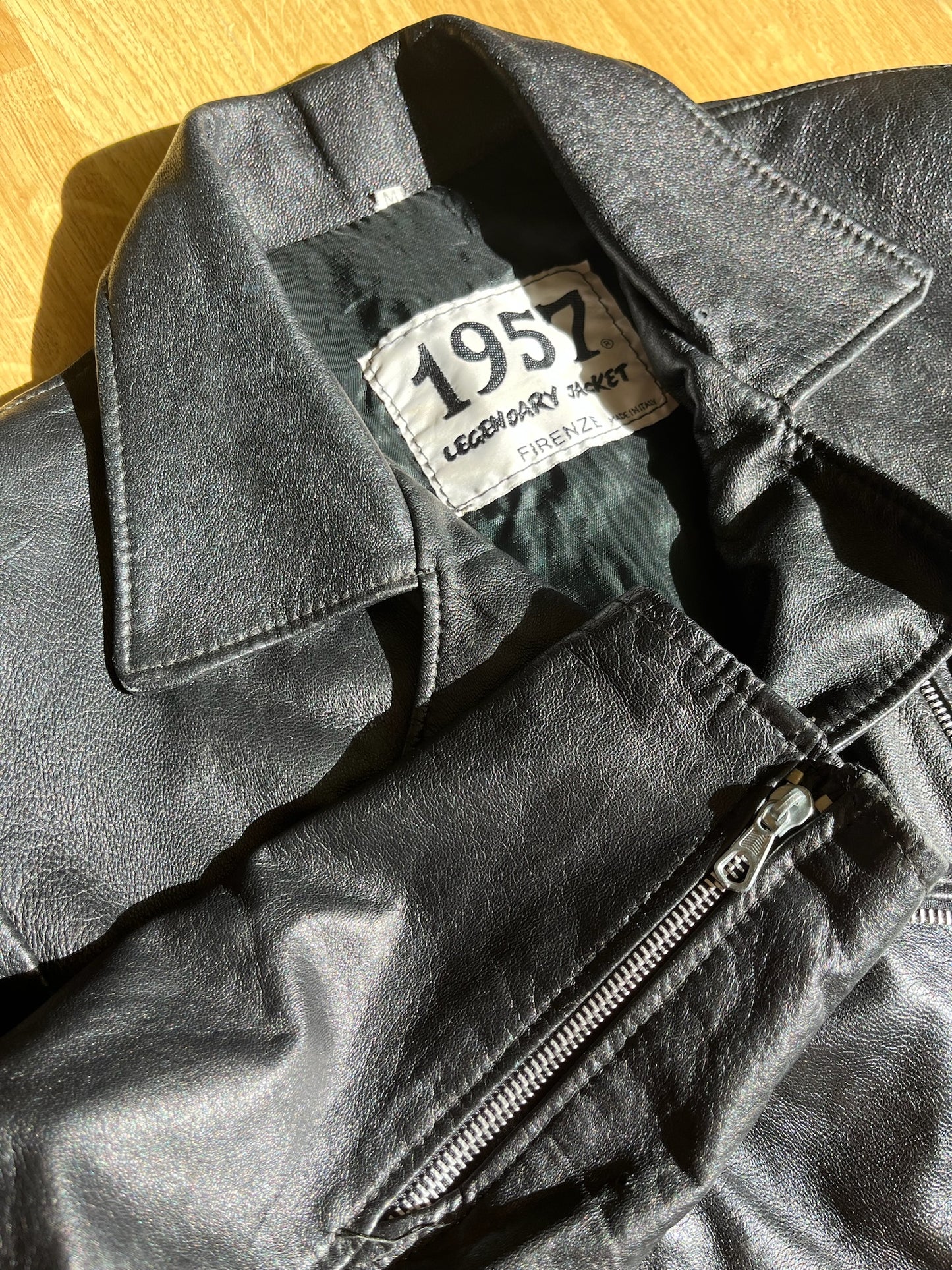 Vintage crop biker leather jacket